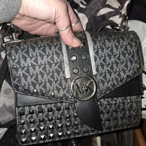 Michael Kors Gray and Black Studded Crossbody Bag....brandNew Never used